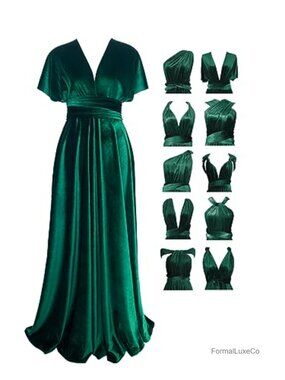Velvet Multi-Way Wrap Infinity Maxi Dress Bridesmaid Convertible